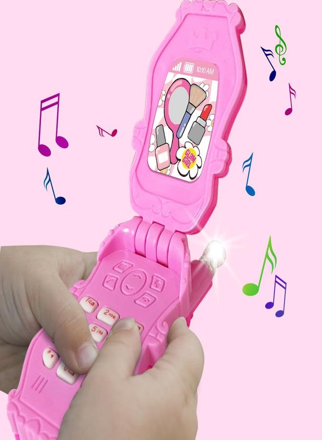 آرت كريتيفيتي مجموعة هواتف ArtCreativity القلابة للأطفال الصغار - 6 قطع، لعبة هاتف محمول مع أغاني ونغمات رنين ورسائل مضحكة وإضاءة LED، هدايا مثالية لحفلات أعياد الميلاد للبنات - وردي وأبيض - Image 4